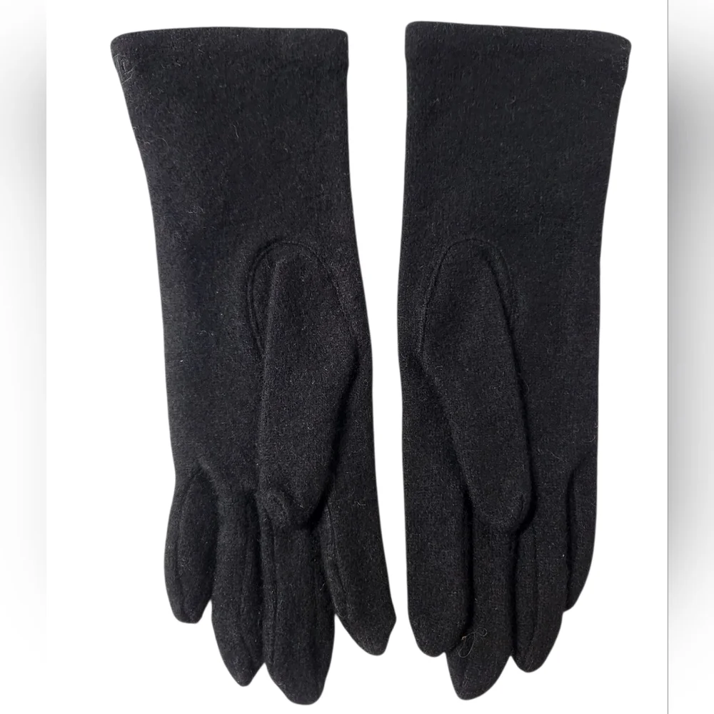 Lauren Ralph Lauren Wool & Cashmere Gloves Black with Button Detail Size Small
